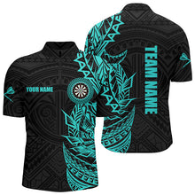 Load image into Gallery viewer, Personalized Turquoise Tribal Darts Polo & Quarter Zip Custom Dart Shirts For Men Dart Jerseys TDM2783