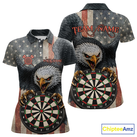 Personalized Vintage American Flag Eagle Darts Shirt For Women Custom Patriotic Darts Team Jerseys TDM5757