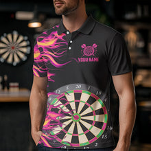 Load image into Gallery viewer, Pink Fire Flame Dart Board 3D Printed Men Darts Polo Shirts Custom Team Name Darts Jerseys Uniform TDM1294