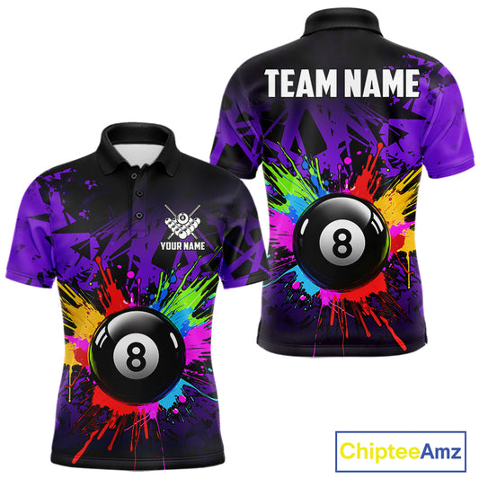 Colorful 8 Ball Pool Billiard Jersey For Men Custom Billiard Team Shirts Polo & Quarter Zip| Red TDM6583