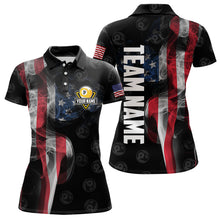 Load image into Gallery viewer, Personalized Vintage Smoke US Flag Billiard Shirts For Women, 9 Ball Pool Patriotic Billiard Jerseys TDM3633