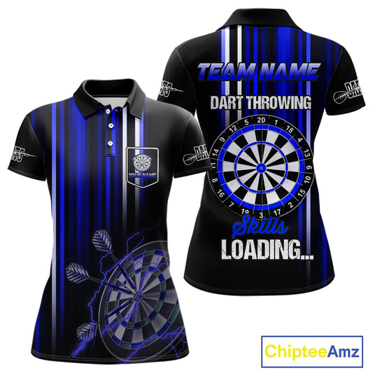 Blue Throwing Skills Loading Custom Darts Shirt For Women With Pocket Option TDM4703