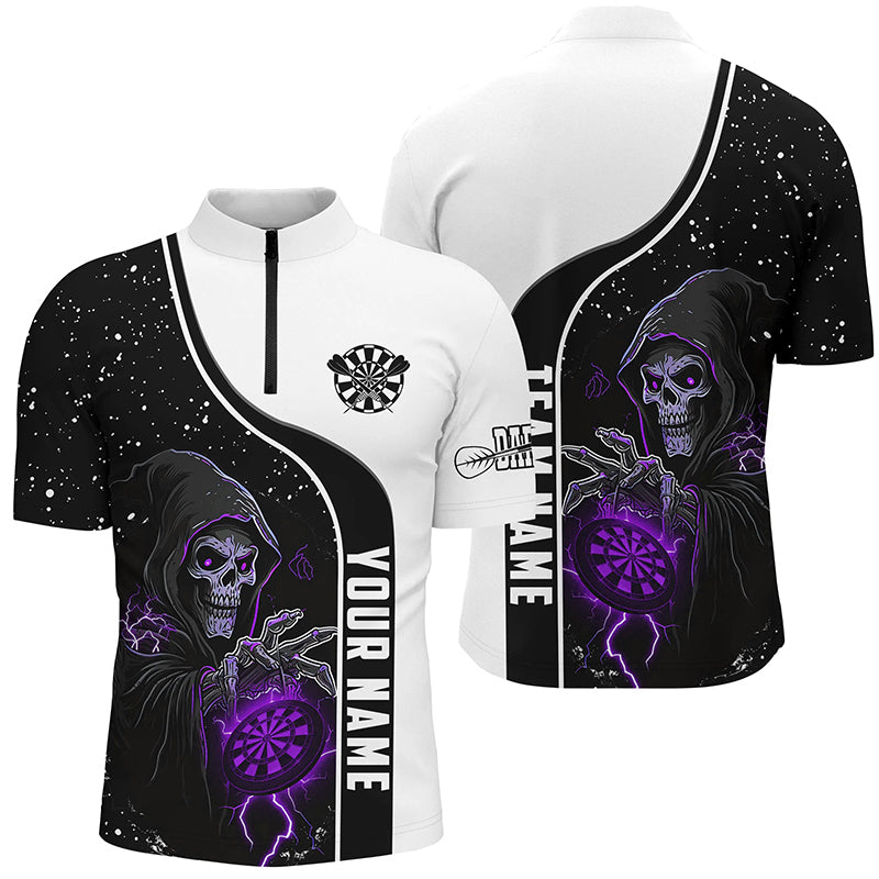 Purple Grim Reaper Darts Men Polo & Quarter-Zip Custom Darts Shirts For Team Darts Jerseys TDM2626