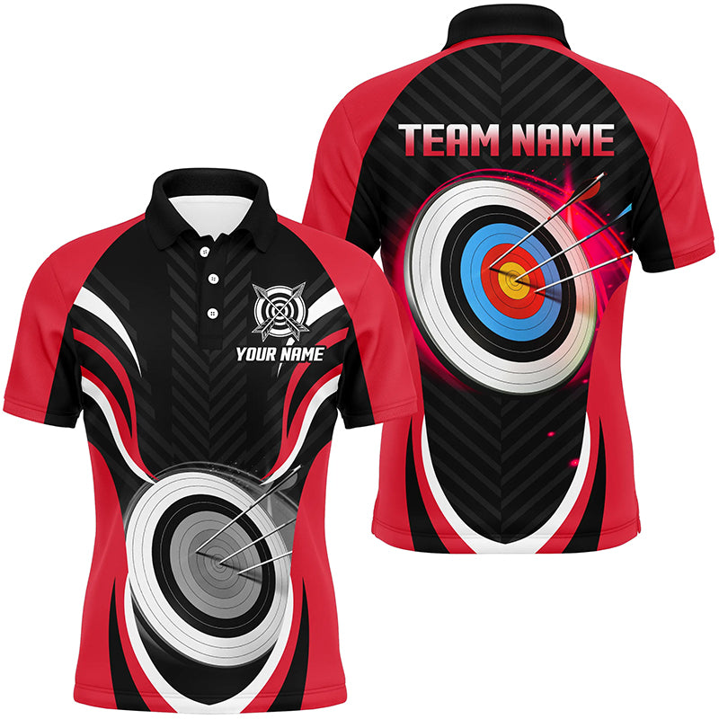 Red Archery Jerseys Personalized Archery 3d Target Custom Men Polo Shirts, Best Archery Outfits TDM1018