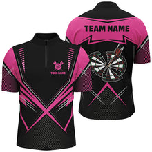 Load image into Gallery viewer, Funny Crack Darts Board Custom Darts Polo & Quarter-Zip Shirts For Men, Pink Darts Team Jersey TDM1724