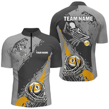 Load image into Gallery viewer, 9 Ball Skeleton Custom Billiard Polo & 1/4 Zip Shirts For Men, Funny 9 Ball Pool Billiard Jerseys TDM2417