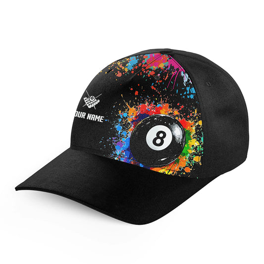 Custom 8 Ball Billiard Cap Funny Colorful Paint Splash Pool Player Cap TDM4600