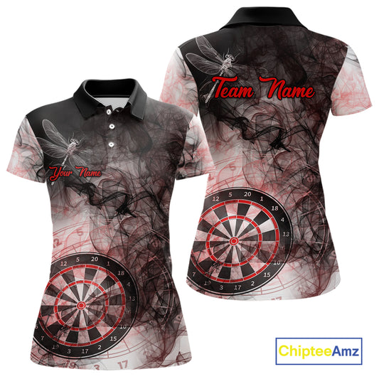 Red Black Smoke Dart Shirt With Pocket Option For Women Custom Dart Jerseys TDM5763