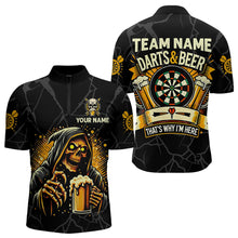 Load image into Gallery viewer, Darts And Beer That's Why I'm Here Custom Death Skeleton Men Darts Shirts, Drinking Dart Jerseys TDM3461
