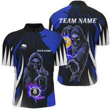 Load image into Gallery viewer, Funny Blue Death Skeleton 8 Ball & 9 Ball Billiard Shirts For Men Custom League Billiard Jerseys TDM2284