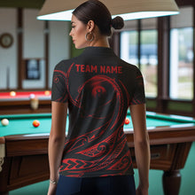 Load image into Gallery viewer, Black And Red 8 Ball Pool Tribal Pattern Women Billiard Polo & 1/4 Zip Custom Billiard Pool Jerseys TDM3472