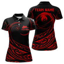 Load image into Gallery viewer, Black And Red 8 Ball Pool Tribal Pattern Women Billiard Polo & 1/4 Zip Custom Billiard Pool Jerseys TDM3472