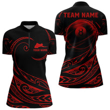 Load image into Gallery viewer, Black And Red 8 Ball Pool Tribal Pattern Women Billiard Polo & 1/4 Zip Custom Billiard Pool Jerseys TDM3472
