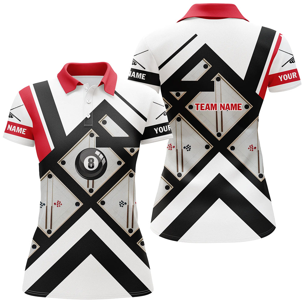 Personnalized 8 Ball Funny Billiard Polo Shirts For Women, Custom Billiard Shirts Design For Player TDM0170