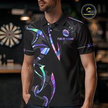 Load image into Gallery viewer, Black And Holographic Dartboard Crown Dart Shirts For Men – Custom Team Polo & Quarter Zip Jersey TDM4062