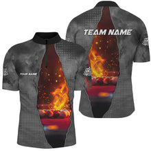 Load image into Gallery viewer, Custom Grey Billiard Balls Fire 3D Printed Men Polo & Quarter-Zip Shirts, Billiard Apparel Clothing TDM1678