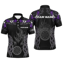 Load image into Gallery viewer, Personalized Darts Tournament Jerseys For Men Custom Dartboard Fire Flame Darts Team Shirts |Purple TDM2103