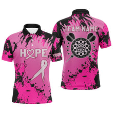 Load image into Gallery viewer, Breast Cancer Awareness Pink Grunge Camo Men Darts Polo & Quarter-Zip Shirts Custom Darts Jerseys TDM1699