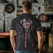 Load image into Gallery viewer, Black And Red Dartboard Crown Dart Shirts For Men Custom Dart Jersey Team Polo & Quarter Zip TDM4091