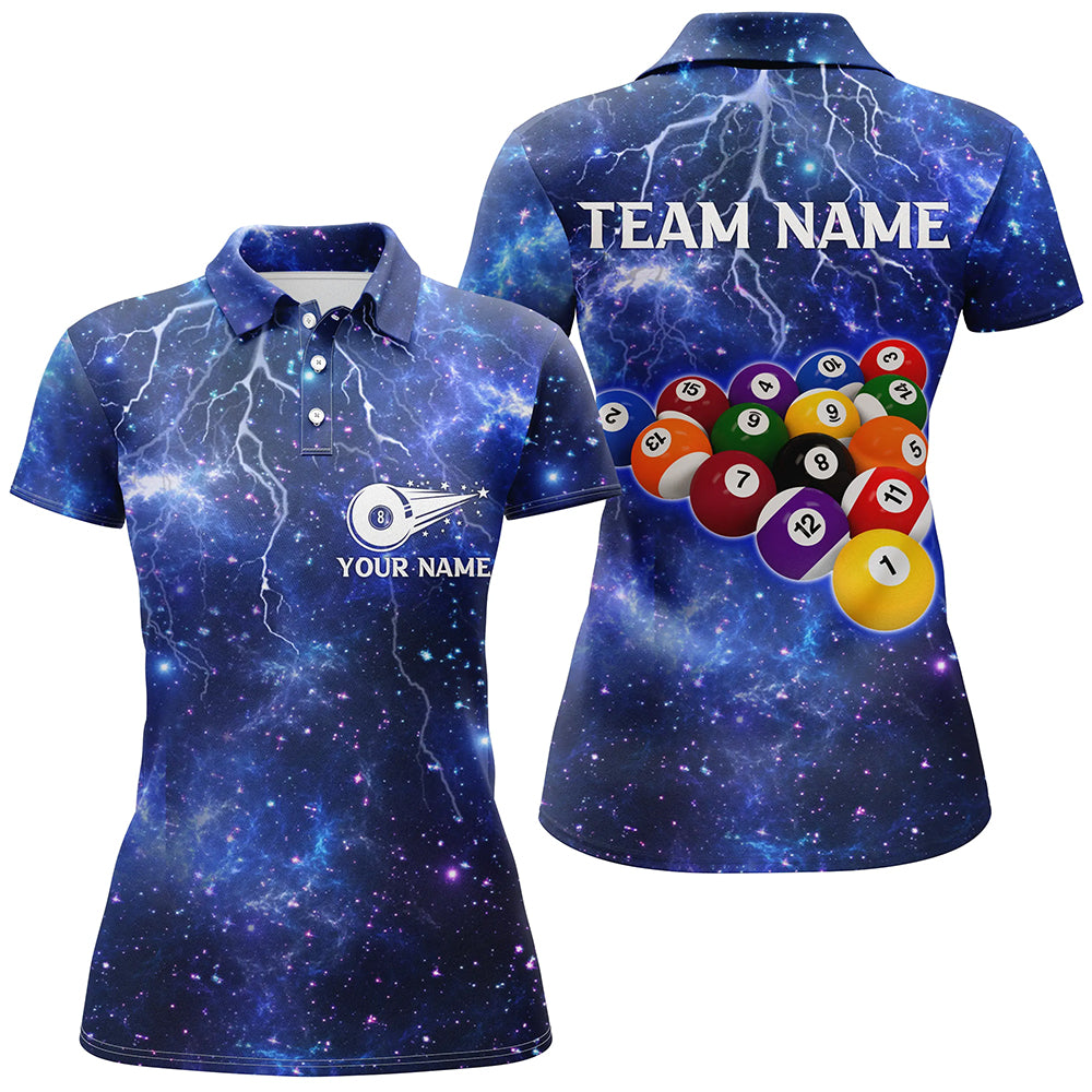 Personalized Nany Lightning Thunder 3D Billiard Polo Shirts For Women Custom Billiard Jerseys Team TDM0259