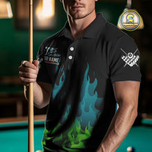 Load image into Gallery viewer, Green And Blue Flaming 8 Ball Pool Men Billiard Polo & 1/4 Zip Custom Pool Team Player Jersey TDM3828