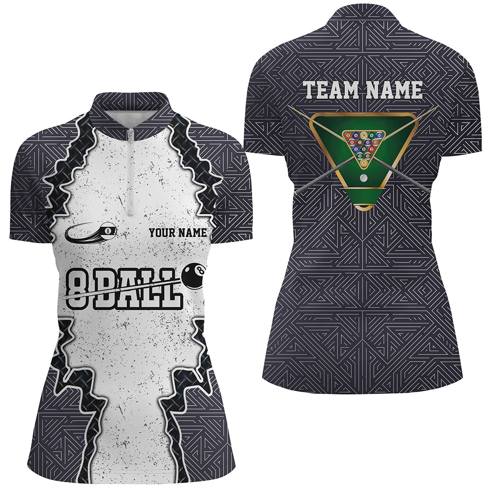 Personalized Armor 8 Ball Pool Billiard Women Quarter-Zip Shirts, 8 Ball Pool Team Shirts TDM0485