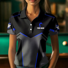Load image into Gallery viewer, Billiard Jerseys For Women Custom Polo & Quarter-Zip Billiard Shirts, Team Pooler Short Sleeve |Blue TDM3385