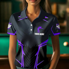 Load image into Gallery viewer, Billiard Jerseys For Women Custom Polo & Quarter-Zip Billiard Team Shirts, 8 Ball Pool Shirt |Purple TDM3532