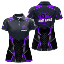 Load image into Gallery viewer, Billiard Jerseys For Women Custom Polo & Quarter-Zip Billiard Team Shirts, 8 Ball Pool Shirt |Purple TDM3532