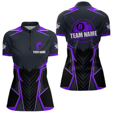 Load image into Gallery viewer, Billiard Jerseys For Women Custom Polo & Quarter-Zip Billiard Team Shirts, 8 Ball Pool Shirt |Purple TDM3532