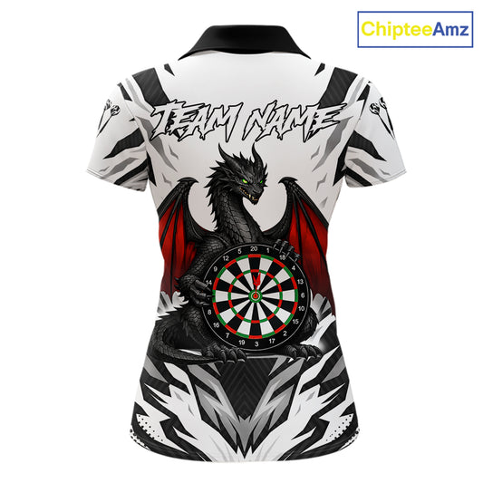 Personalized Dragon Darts Jersey For Women Custom Darts Polo & Quarter Zip Team Shirts |Red TDM6310