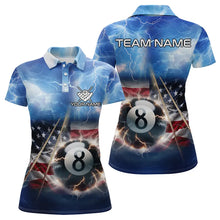 Load image into Gallery viewer, American Flag Thunder Lightning 8 Ball Pool Billiard Shirts For Women Customized Billiard Team Jersey TDM3756