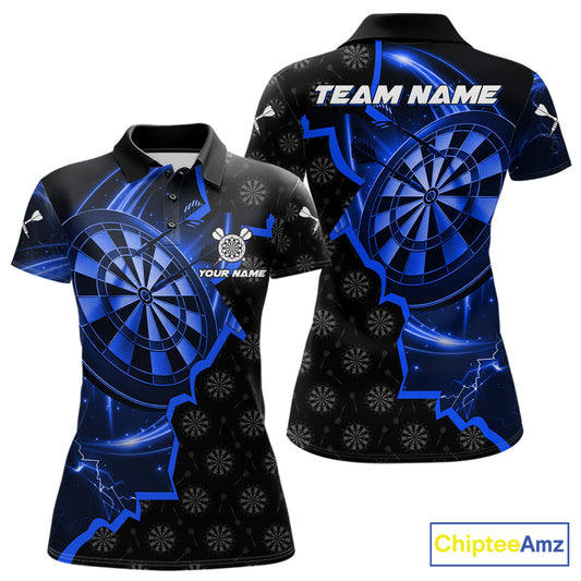 Blue Dartboard Ligthning Darts Shirt For Women Custom Darts Jersey Team Polo & Quarter Zip TDM6110