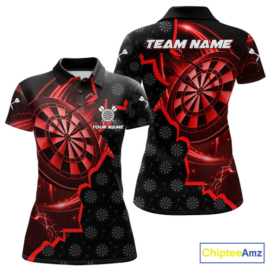 Red Dartboard Ligthning Darts Shirt For Women Custom Darts Jersey Team Polo & Quarter Zip TDM6112