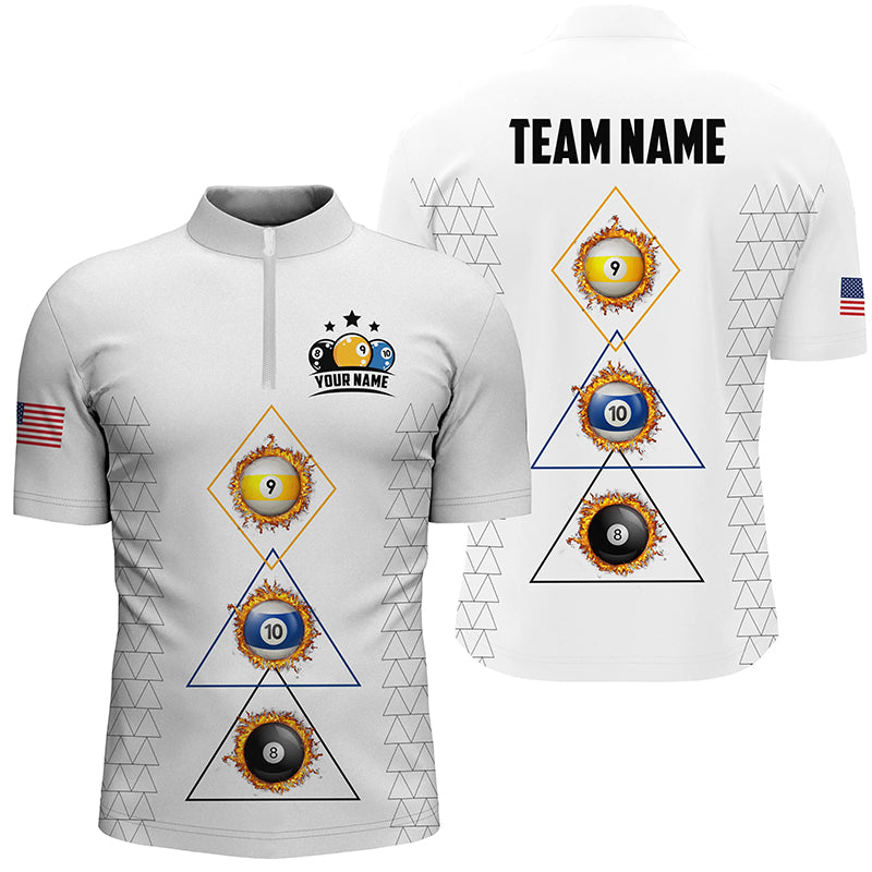 Personalized Billiard 8 Ball 9 Ball 10 Ball Shirts For Men, Unique Team Jersey White Billiard Shirt TDM2122