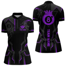 Load image into Gallery viewer, Customized 8 Ball Pool Crown Women Billiard Shirts, Purple And Black Billiard Team Shirts Pool Jersey TDM3665