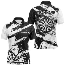 Load image into Gallery viewer, Grunge Black White Darts Polo & Quarter- Zip Custom Darts Shirts For Men Darts Team Jerseys TDM2454