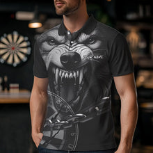 Load image into Gallery viewer, Personalized Snarling Wolf Darts Polo & Quarter Zip Custom Dart Shirts For Men Cool Dart Jerseys TDM3374