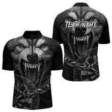 Load image into Gallery viewer, Personalized Snarling Wolf Darts Polo & Quarter Zip Custom Dart Shirts For Men Cool Dart Jerseys TDM3374