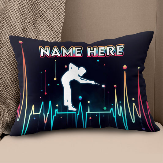 Funny Colorful Heartbeat Billiard Player Throw Pillow Custom Pool Throw Pillow TDM0893
