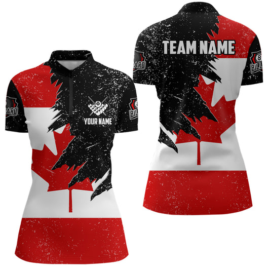 Personalized Grunge Canada Flag Billiard Shirts For Women Custom Patriotic Billiard Jerseys Uniform TDM2177
