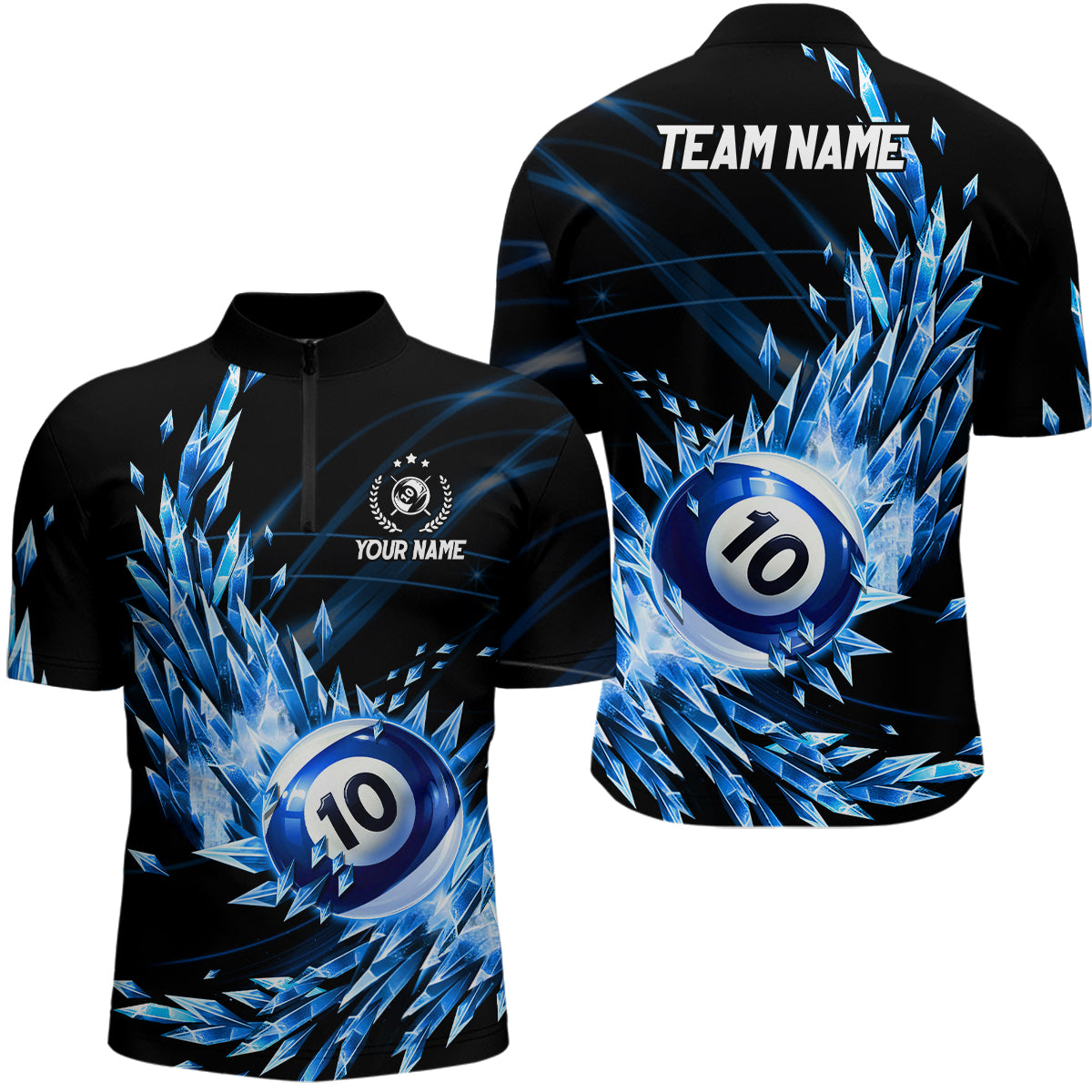 3D Blue Frozen Ice Men Billiard Shirts Personalized 10 Ball Pool Billiard Attire Jerseys TDM1773