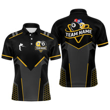 Load image into Gallery viewer, Personalized 8 Ball & 9 Ball Pool Billiard Polo, 1/4 Zip For Men Custom Team Billiard Jersey|Yellow TDM3547