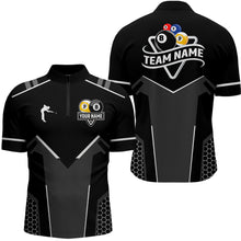 Load image into Gallery viewer, Personalized 8 Ball & 9 Ball Pool Billiard Polo, 1/4 Zip For Men Custom Team Billiard Jersey |White TDM3547