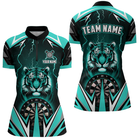 Personalized Tiger 3D Printed Darts Shirts For Women Custom Thunder Lightning Turquoise Darts Jersey TDM2478