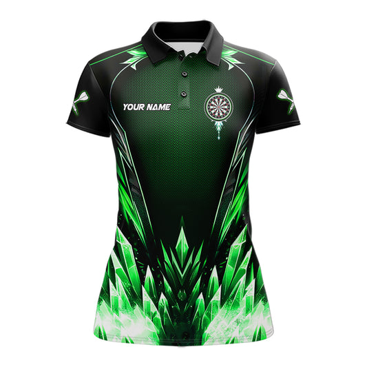 Personalized Green Dartboard Icy Darts Polo & 1/4 Zip Custom Dart Shirt For Women, Darts Team Jersey TDM5717