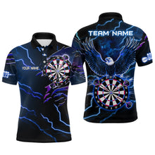 Load image into Gallery viewer, Personalized Thunder Lightning Eagle Blue Darts Shirt Polo & Quarter Zip For Men Dart Team Jersey TDM3580