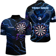 Load image into Gallery viewer, Personalized Thunder Lightning Eagle Blue Darts Shirt Polo & Quarter Zip For Men Dart Team Jersey TDM3580