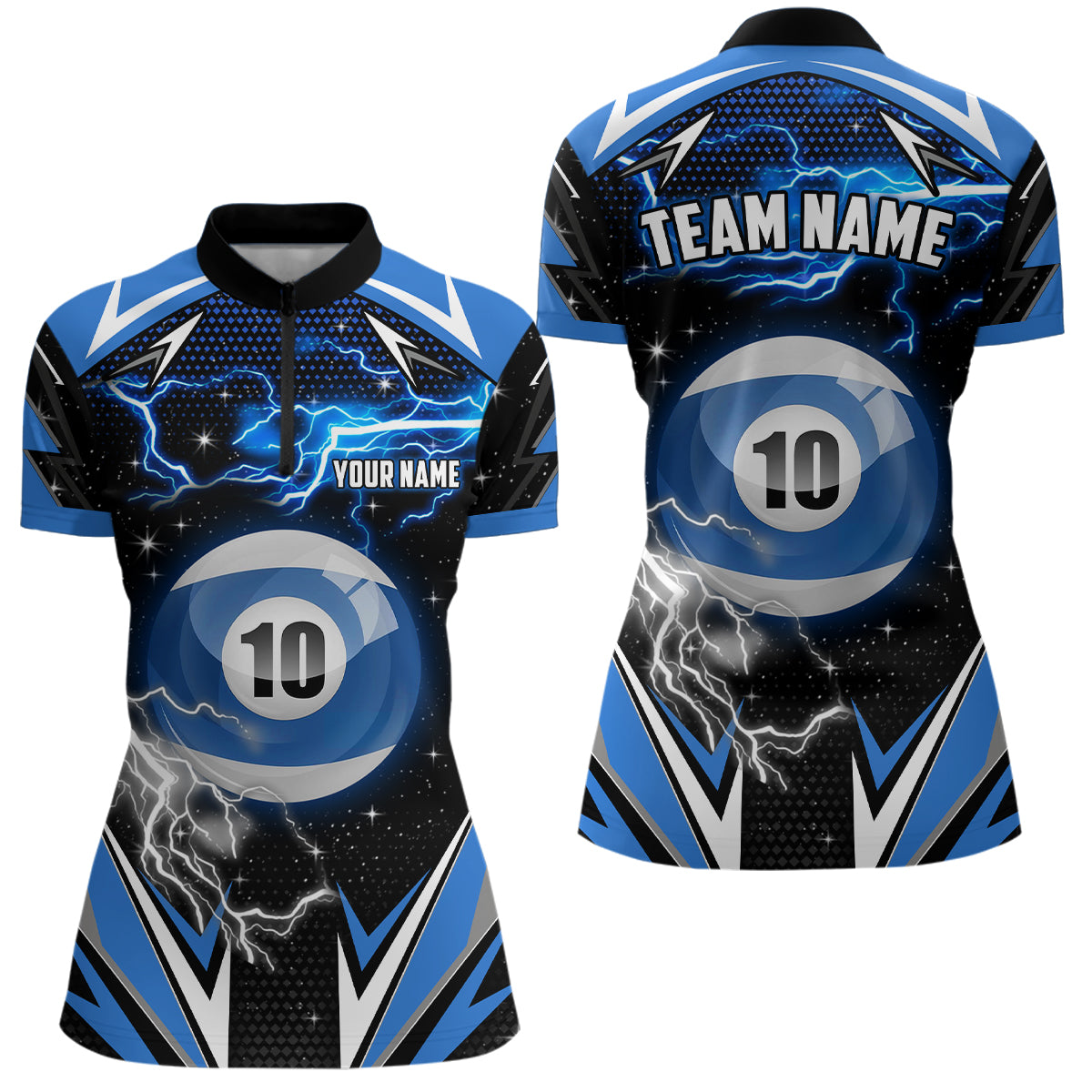 10 Ball Pool Billiard Jerseys Custom Women Quarter-Zip Shirts Team League Billiard Shirts TDM0925