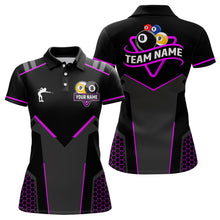 Load image into Gallery viewer, Personalized Billiard 8 Ball & 9 Ball Pool Polo, 1/4 Zip For Women Custom Team Billiard Jersey|Purple TDM3582